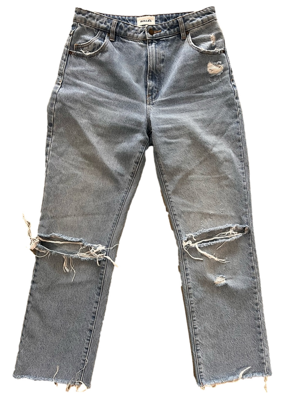 ROLLA’S Original High Rise Straight Jeans Distressed Frayed Hem Women’s Size 30